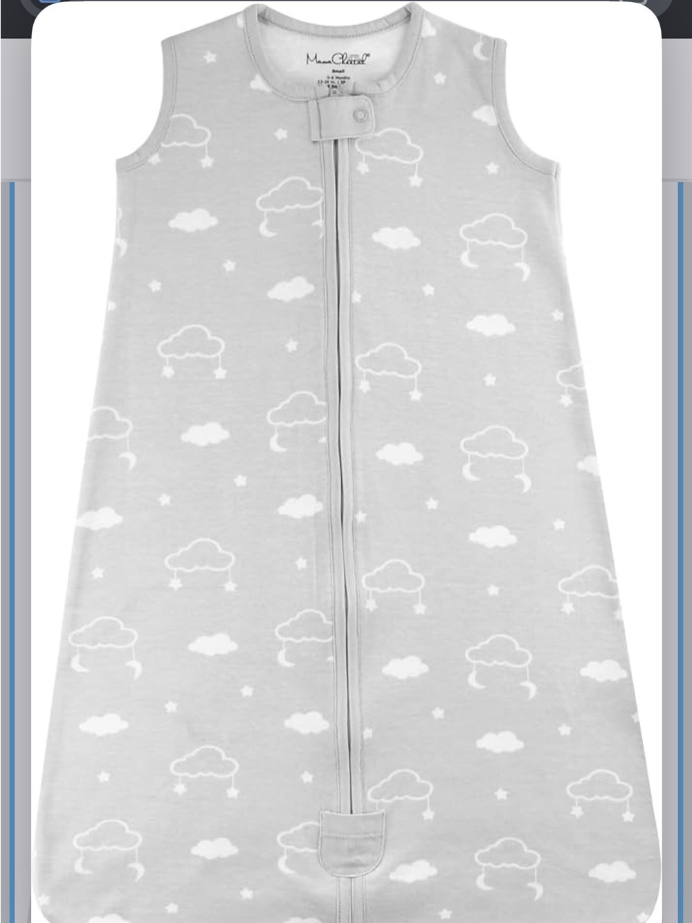 18-24 month Moon and Star Sleeveless Gray Baby Sleep Sack - Cloud Print